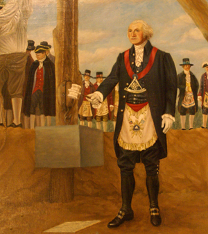 George Washington et cérémonie maçonnique (pierre angulaire)