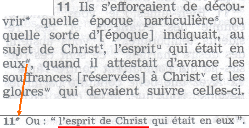 Détail de 1 Pierre 1:11 dans la TMN avec note