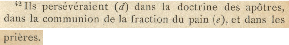 Nouveau Testament Fillion 1902 – Actes 2:42 détail