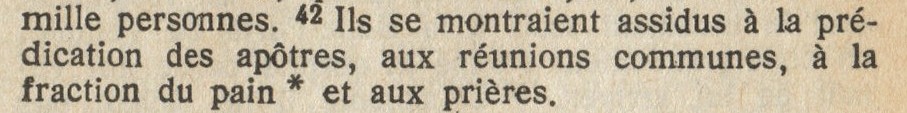 Nouveau Testament Père Buzy 1949 – Actes 2:42 détail