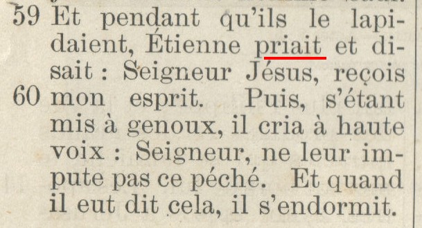 Ostervald av1903 – Actes 7:59 détail