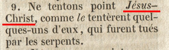 Sacy 1844 1 Cor 10:9 closer