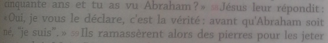 Ze Bible Jean 8:58 closer